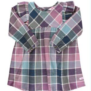 RuffleButts Remy Plaid Flutter Button Back Dress Size 3T